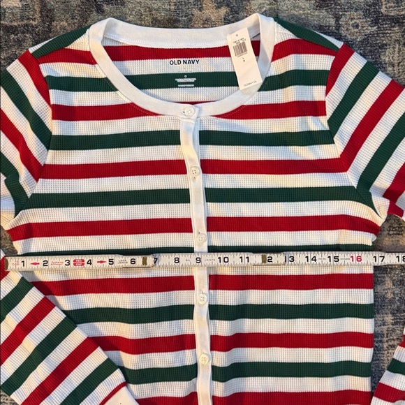 Old Navy Adult Christmas Striped Onesie Size Large Cotton Polyester Spandex. New - Picture 3 of 6